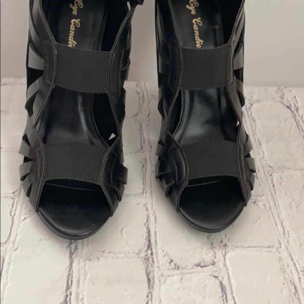 Eye Candie Black Gladiator Style High Heel Sandals - Picture 4 of 12